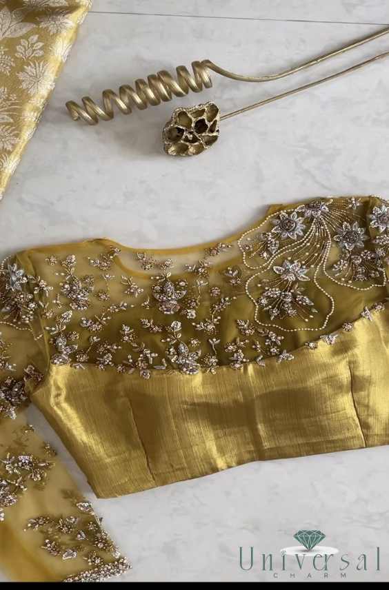 Fancy Thread Blouse Designs For Silk Saree