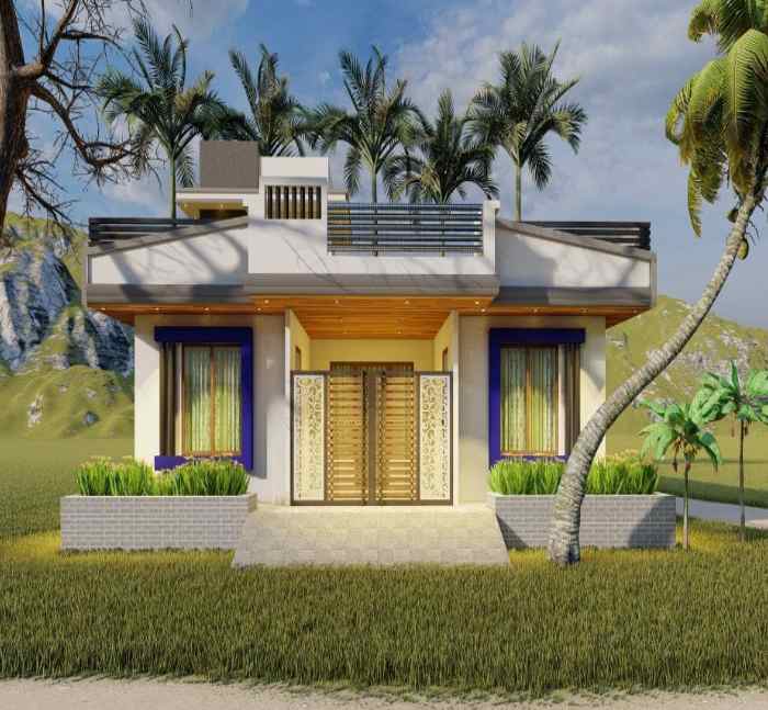 Village Single Floor Home Front Design (1)